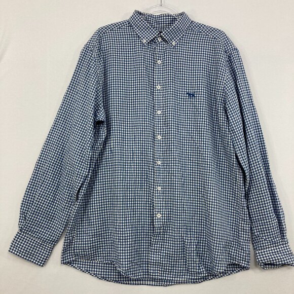 Rodd & Gunn size 2XL Blue White Plaid Sports Fit Button Down Office Business - Picture 1 of 10